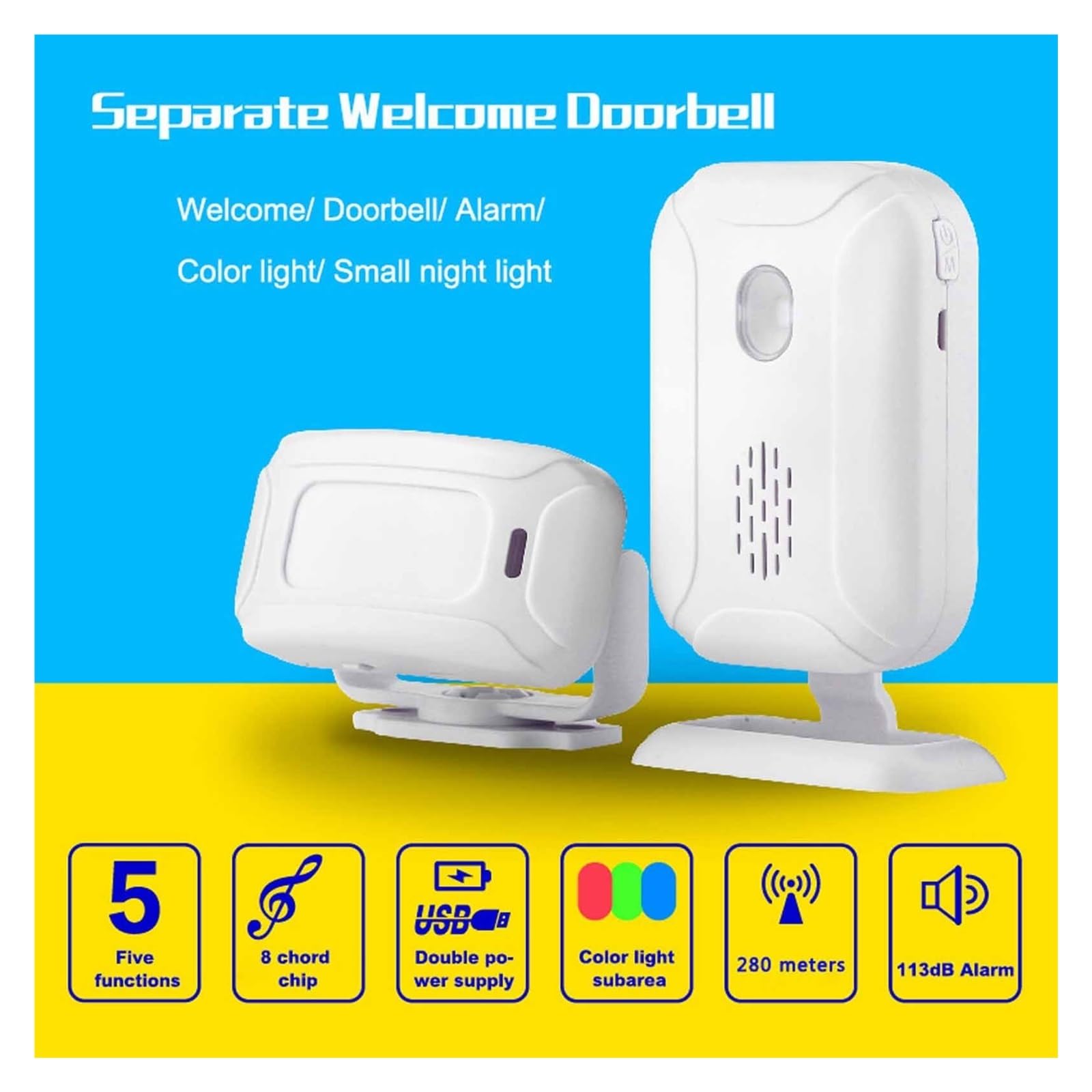 Sistemas De Seguridad para El Hogar Inalámbrico Sensor De Movimiento Infrarrojo Detector De Alarma 32 Canciones LED Noche Timbre Entrada Tienda Ventana Seguridad del Hogar
