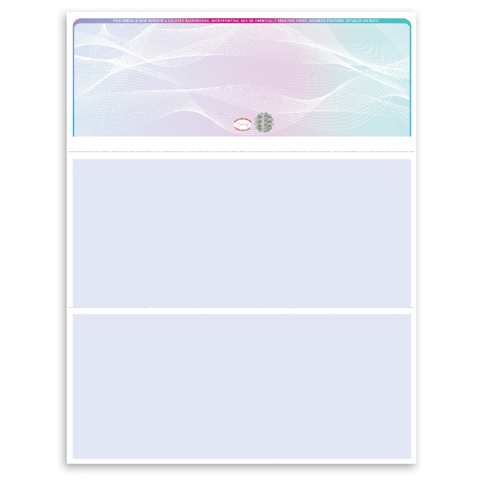 NextDayLabels Blank Check Paper - 100 Pack High-Security Laser Checks with Hologram - Top Check with Perforated Vouchers - Compatible with QuickBooks