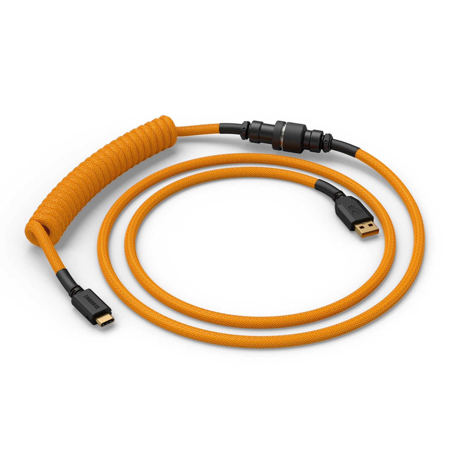 GLORIOUS Gaming - Cavo Spiralato Premium per Tastiere Gold, USB-A (PC) a USB-C (Tastiera) placcato oro, anti-intreccio, rivestimento intrecciato doppio, connettore aviator a 5 pin