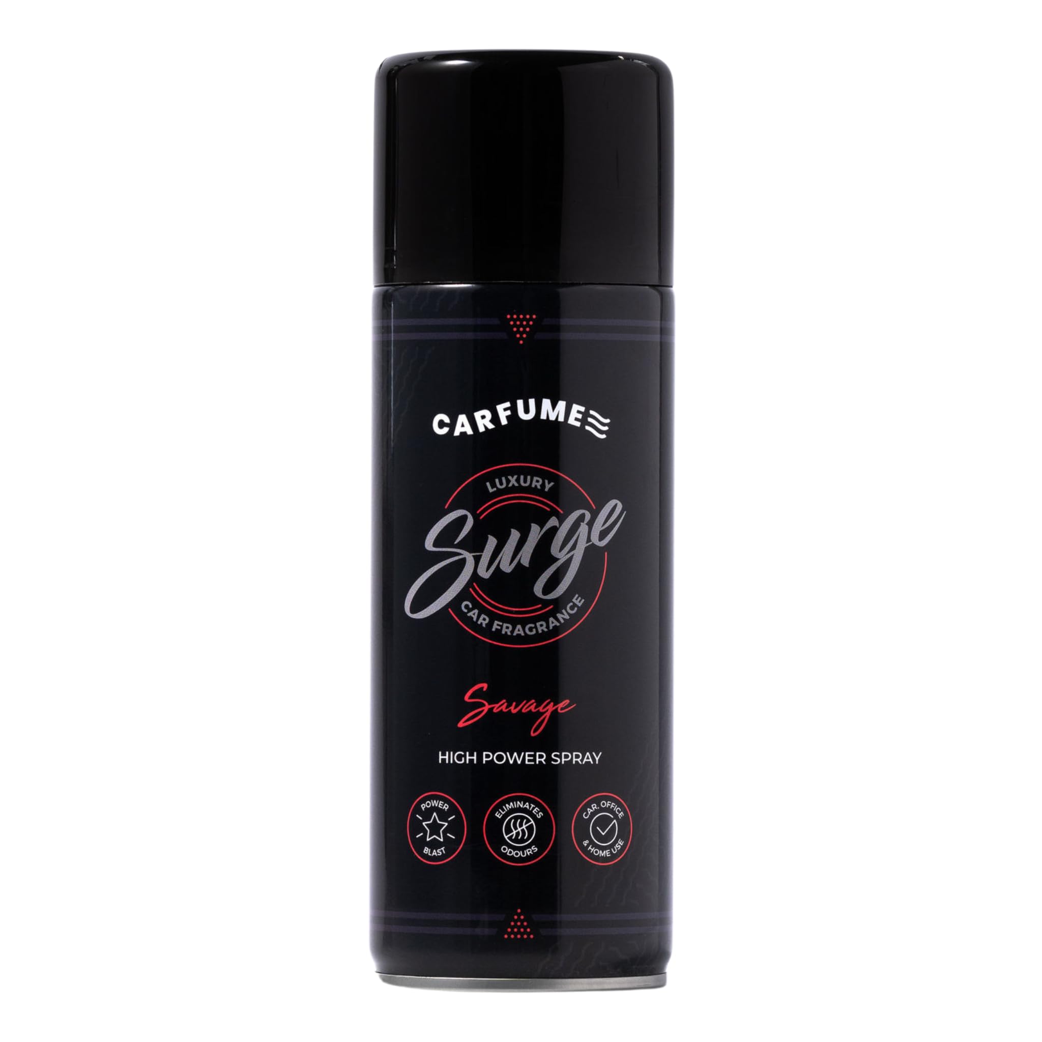 Carfume Savage Surge Can Original | Premium Fresh Bergamot & Woody Ambergris Fragrance | Luxury Car Air Freshener Spray For Men - Odour Eliminator - UK Made Car Accessories