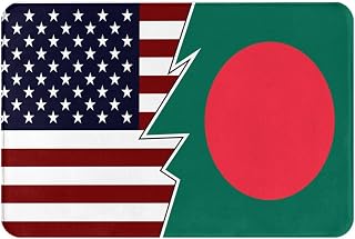 QIZYOQA Torn Style Us and Bangladesh Flags Bath Mat Rug 16X24in Non-Slip Bathroom Rug Kitchen Door mat