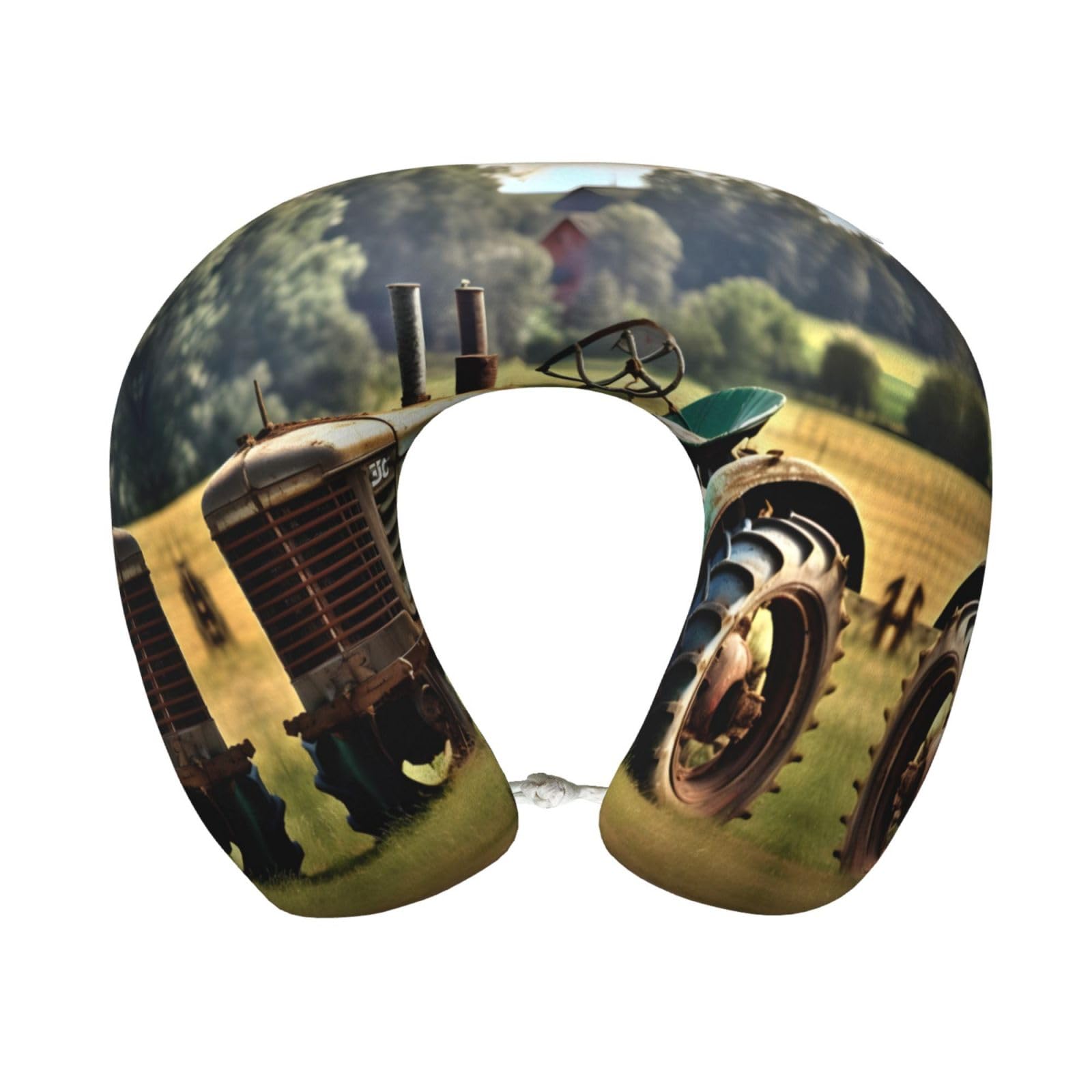 peiyeety Old Tractor Photo Farm Print Custom U-Shaped Pillow,Memory Foam Cervical Neck Travel Pillow,for Home,Camping,Travelling