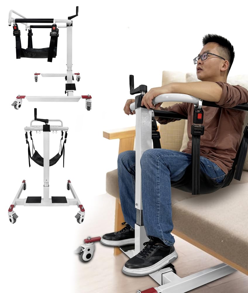 Elevador de Transferencia Manual Altura/Anchura Ajustables, Silla de Transferencia para Pacientes, Elevador Portátil para Discapacitados para Coche, Elevador para Silla de Ruedas