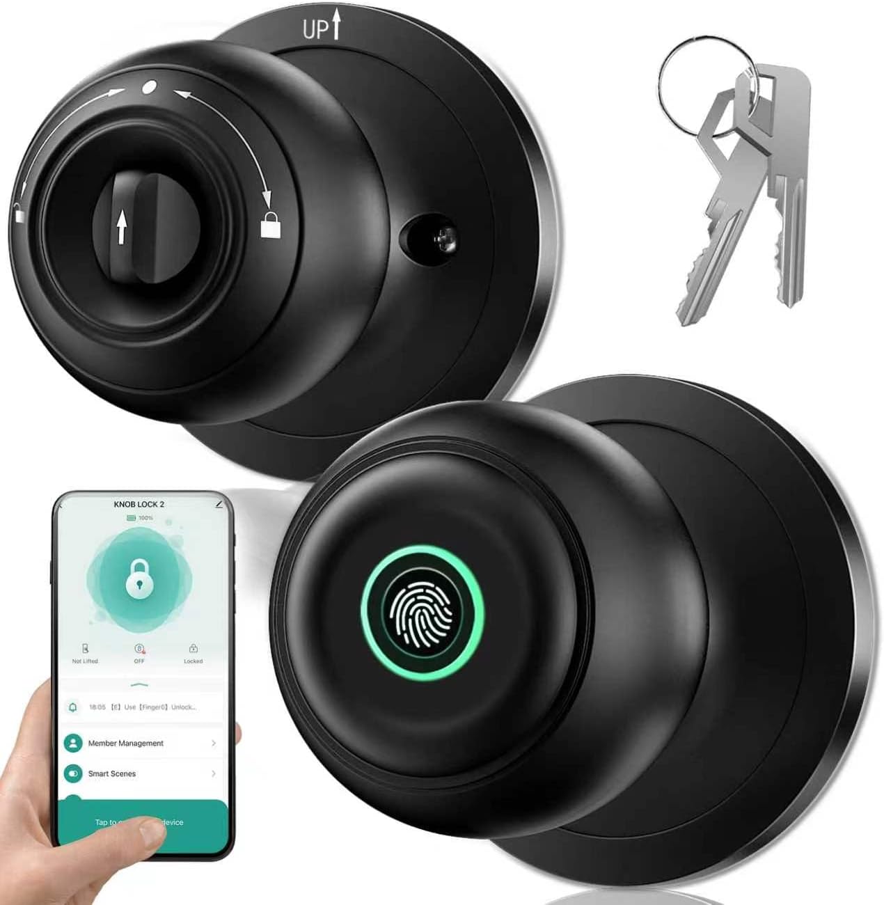 Bedroom Door Knobs with Lock, Keyless Entry Door Handle with Lock