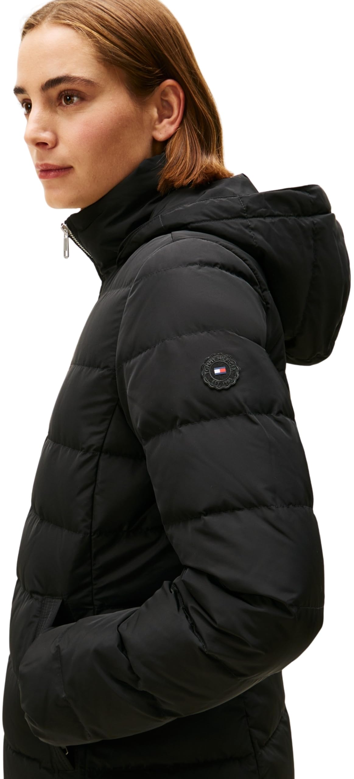 Tommy Hilfiger Donna Piumino Down Slim con Inserto in Pelliccia
