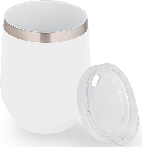Miniatura 1 de ImpecGear Vaso de vino de cerámica con tapa, 12 onzas, vaso aislado al vacío de doble pared para bebidas frías y calientes, vaso ligero con tapa a