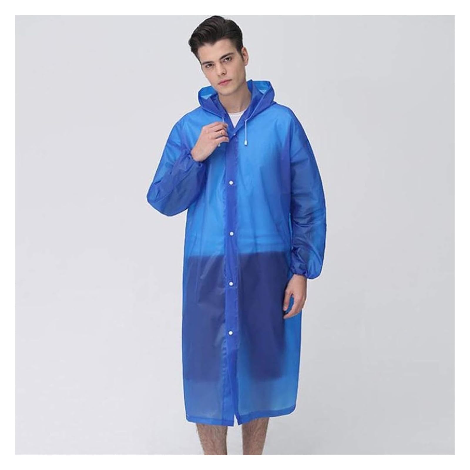 Elektrofahrrad Regenmantel Transparenter Unisex-Regenmantel, tragbar, Outdoor-Reise-Regenbekleidung, wasserdichter Camping-Poncho mit Kapuze, Kunststoff-Regenschutz(Blue)