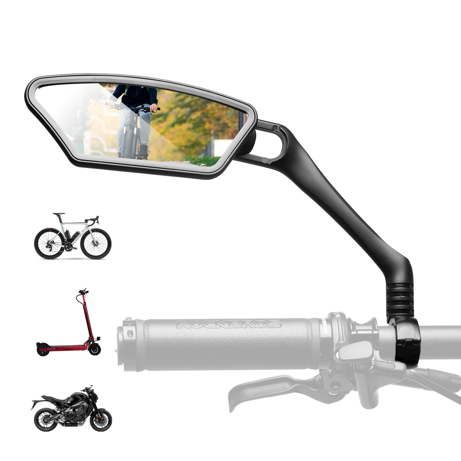 ROCKBROS Rétroviseur Vélo 360° - Miroirs Trottinette Électrique Rotatifs Pour Guidon 21-26mm Gauche/Droite