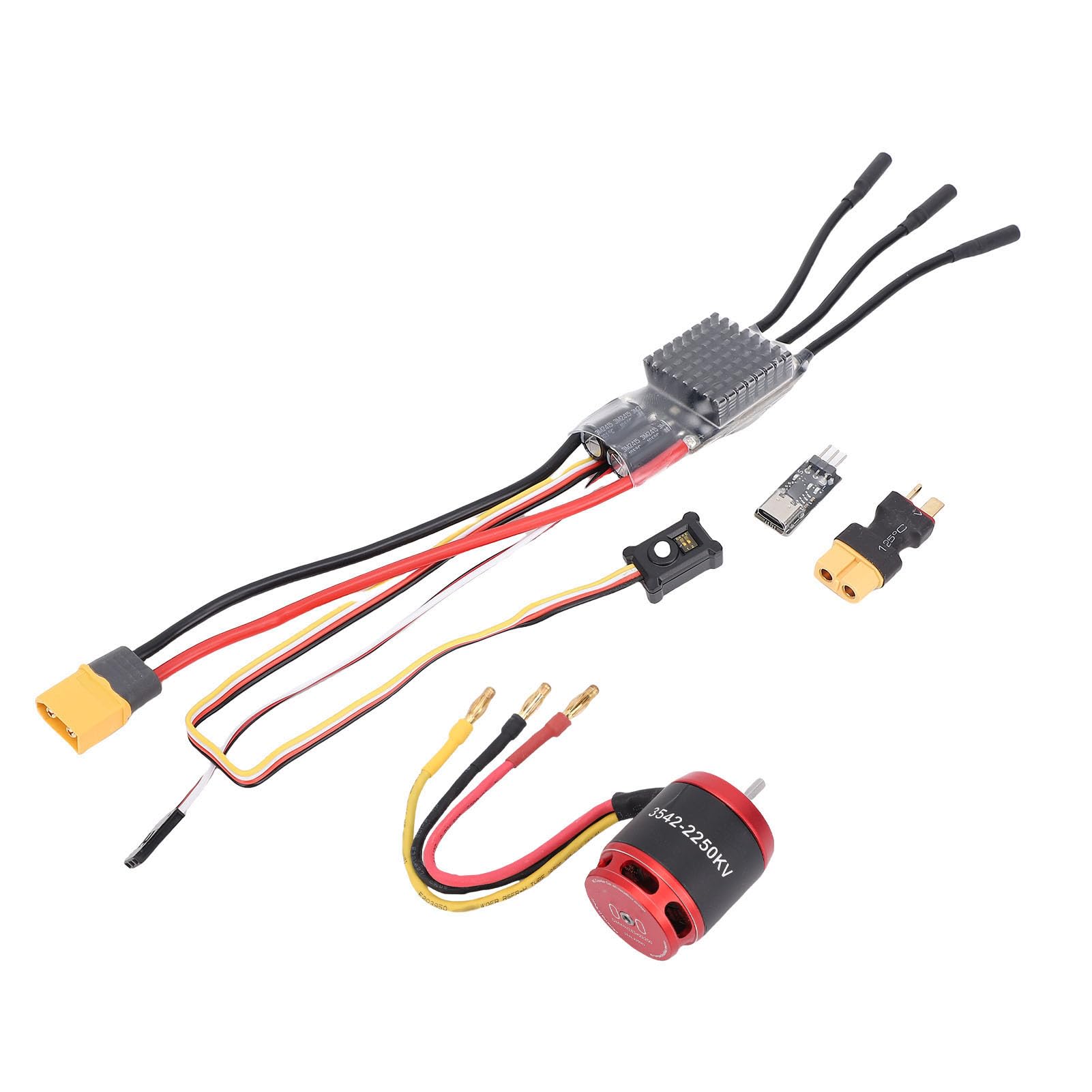 Naroote Silnik Bezszczotkowy, Zestaw Bezszczotkowego Układu Napędowego RC, Silnik z Czujnikiem 3650 80A ESC z Samochodem Programowym dla Axial SCX10, Idealny do Samochodu Gąsienicowego w Skali 1/10