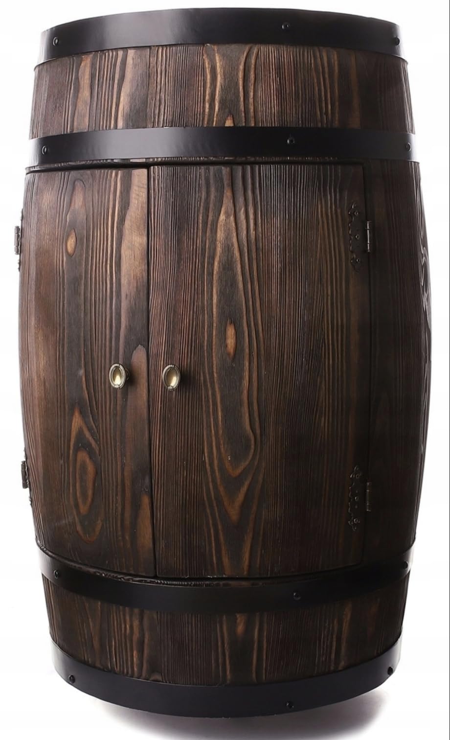 Holzbar Fass 80x55 cm | Massivholz Barschrank für Whisky, Wein und Spirituosen | Hausbar mit Glashaltern | Handgefertigt in Europa | Bar Möbel im Vintage, Loft und Landhausstil