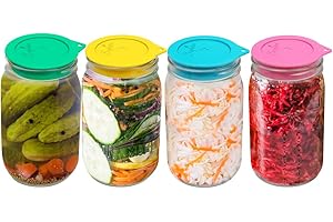 Sophico Silicone Mason Jar Lids: 4-Pack Wide Mouth Fermenting Lids for Pickles,...