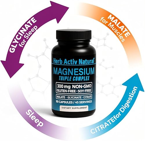 Miniatura 5 de Magnesium Triple Complex 300 mg - Citrato de malato glicinato - Sin OMG Sin gluten Sin soja - Soporte para nervios musculares - 90 cápsulas