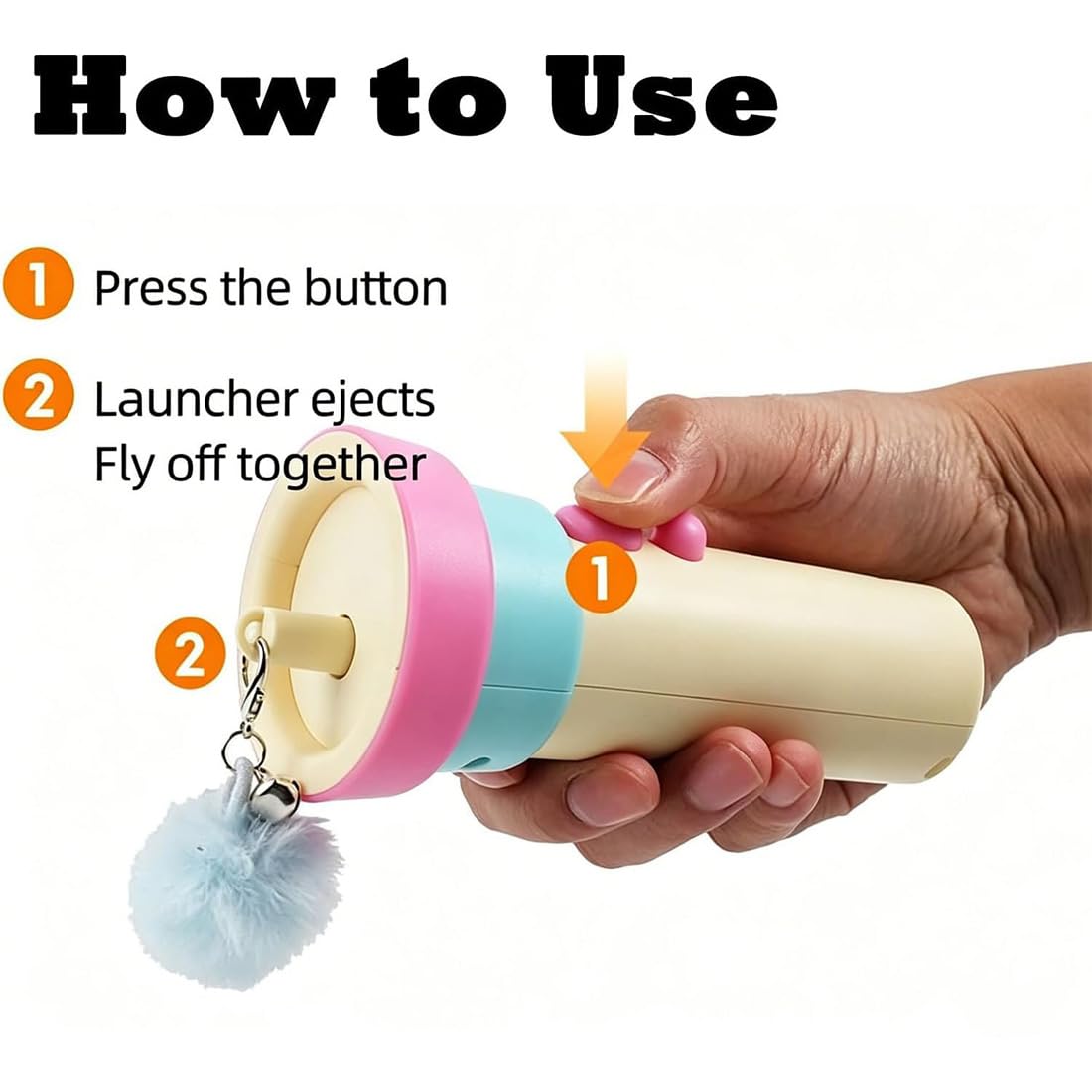 Lanzador automático para gatos, juguetes interactivos de bola mullida para gatos de interior, juguete eléctrico para gatos con cuerda telescópica para gatitos y gatos adultos (rosa + azul, 1)