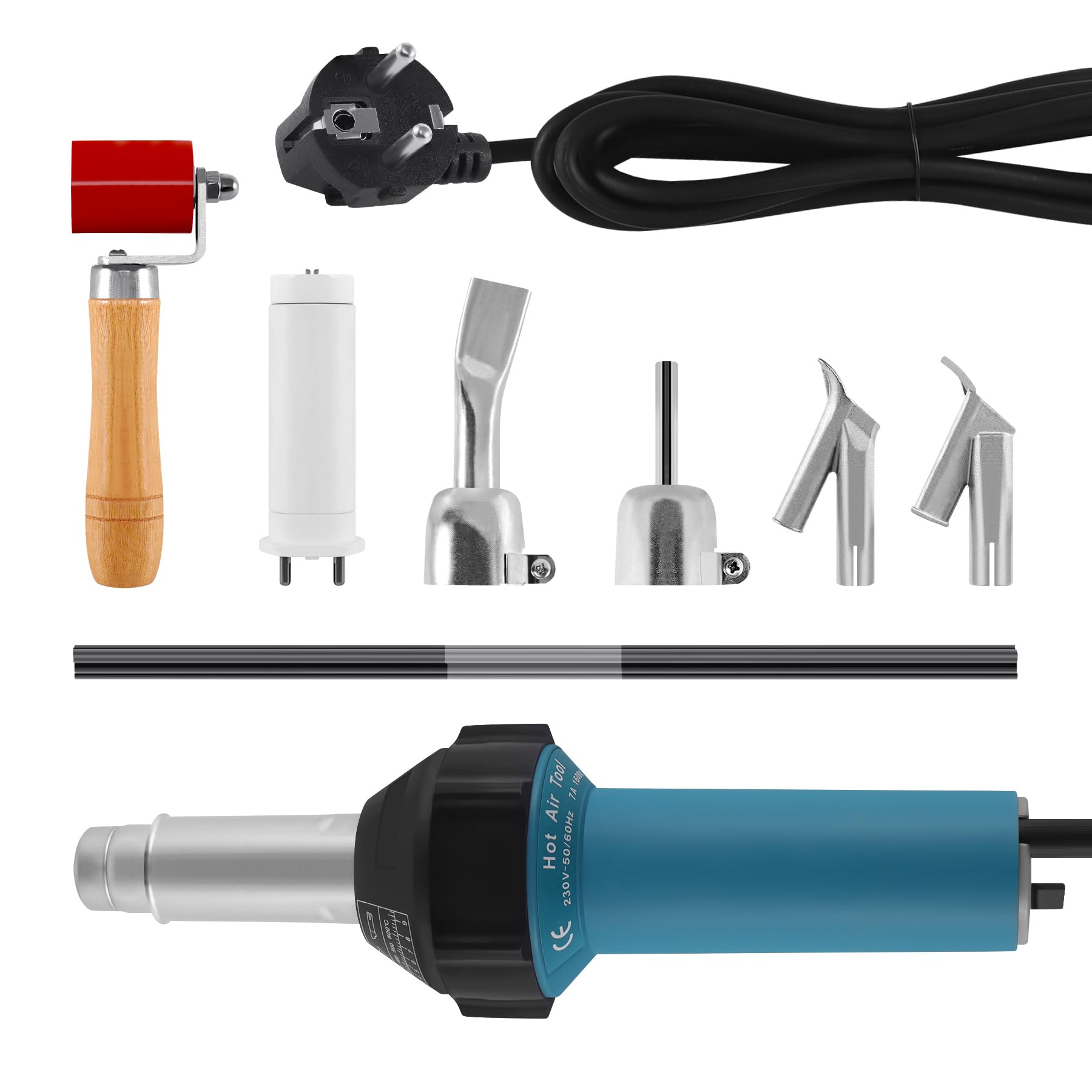 H-YEEU 1600 W Hot Air Gun Plastic Welding Machine Heat Gun for Vinyl PE PVC Welding Machine with Plastic Rod, Quick Soldering Nozzles, Roller