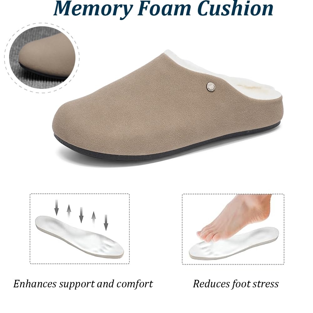 Pantofole Casual da Uomo e da Donna con Fodera in Pile Supporto Plantare Morbide Scarpe Mules in Pelle Scamosciata