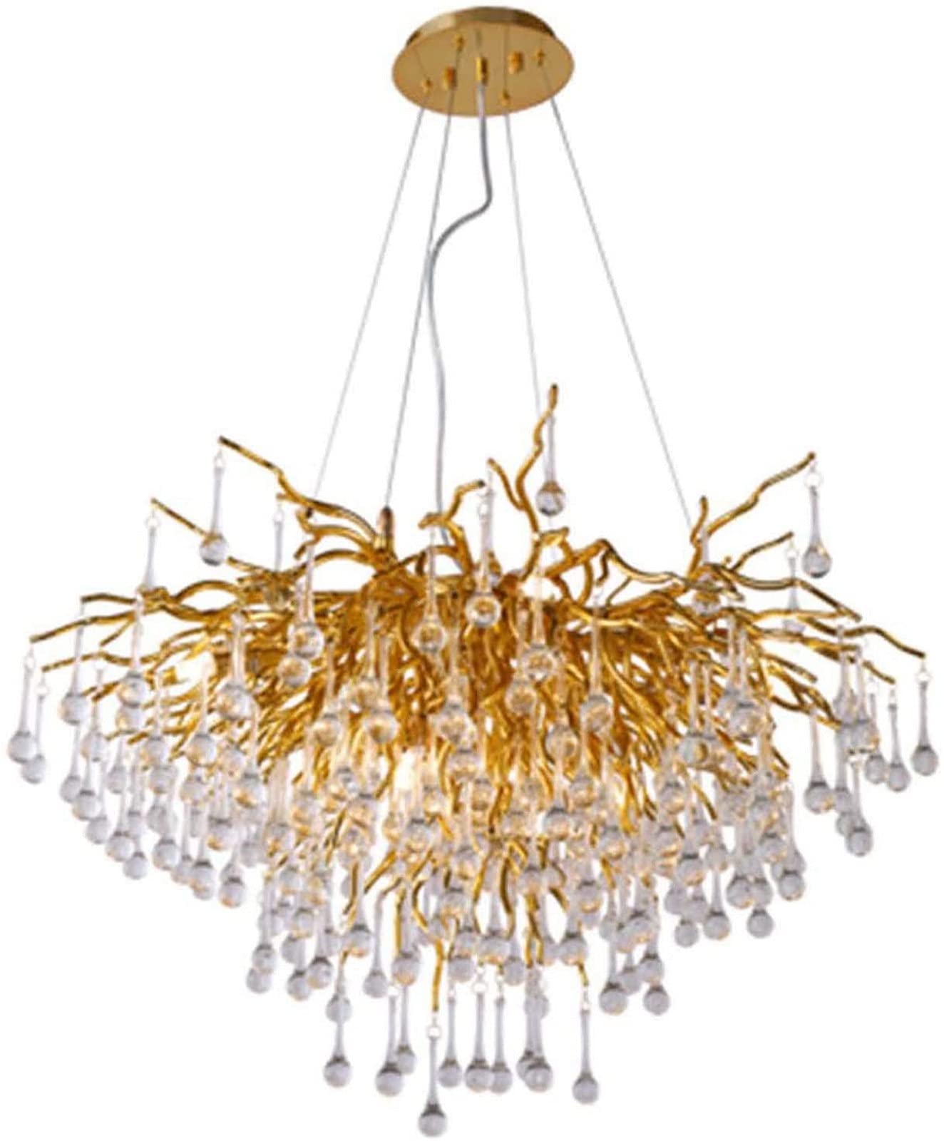 Plafonnier tendance branches en cristal K9 transparent pour plafond