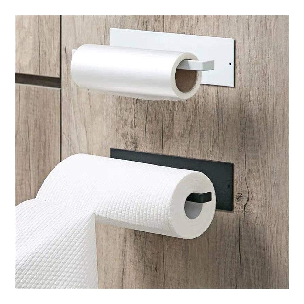 HLTYGWX Portarrollos para Papel higiénico, Estante para Almacenamiento de Toallas Autoadhesivo para Cocina, Colgador de pañuelos, Estante Colgante para gabinete/Negro