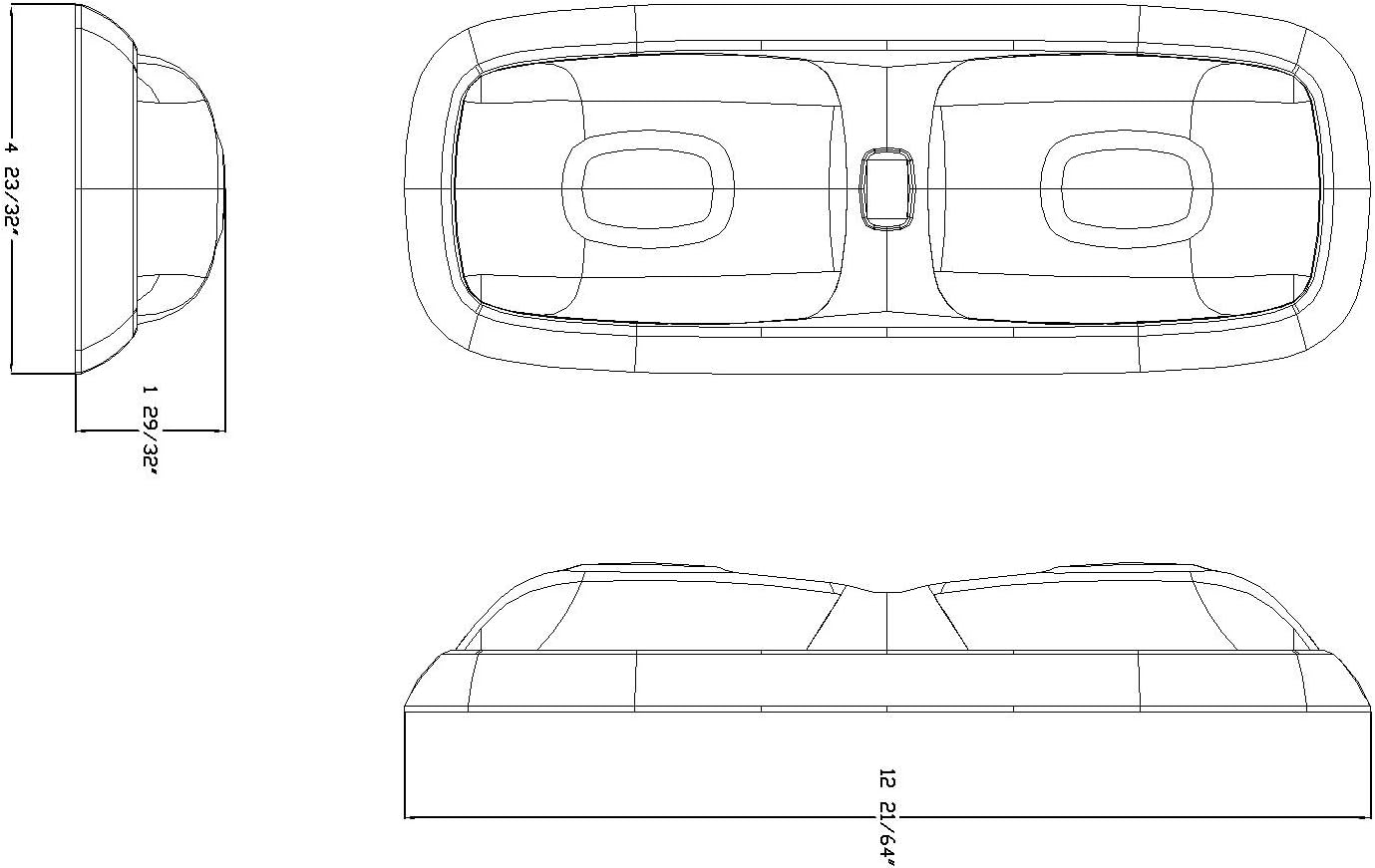 Lumitronics RV Euro Style 12V Interior Double Dome Light - Trailer Camper Interior Lighting - On/Off Switch : Automotive