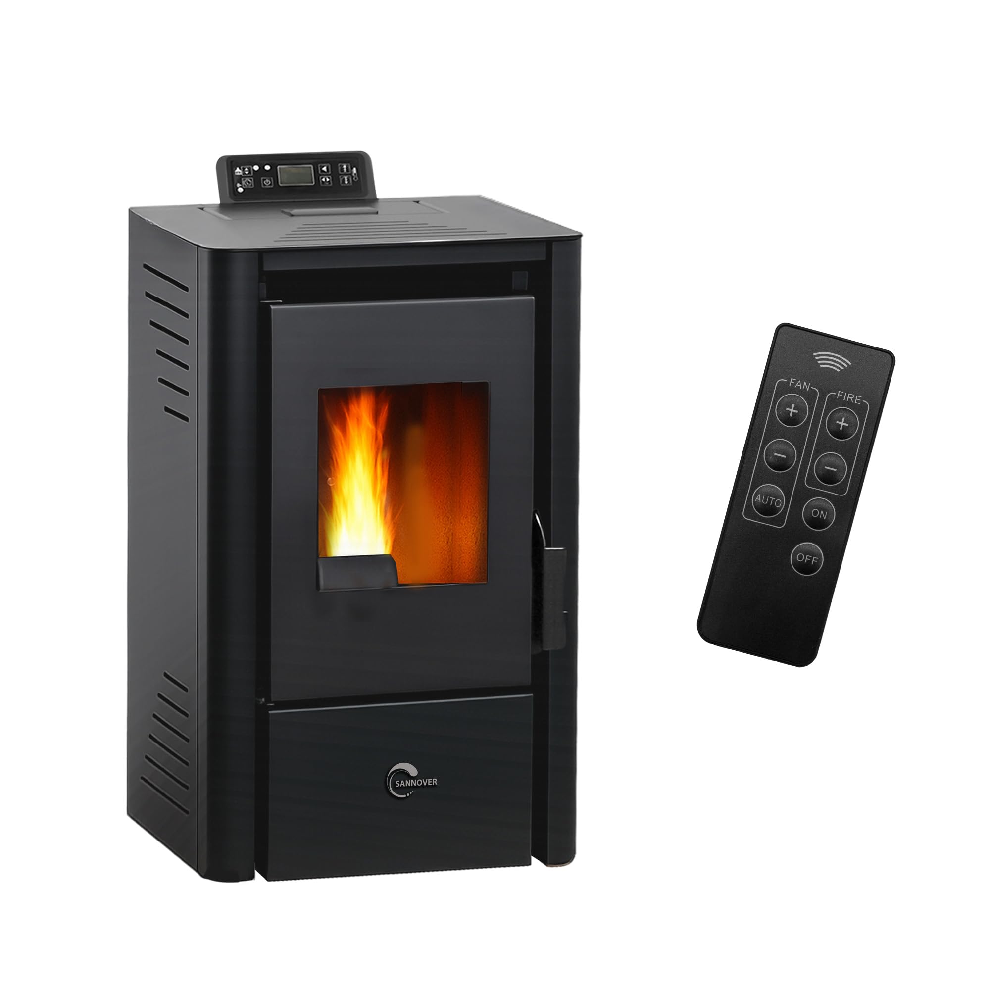Poêle à granulés étanche Anita 9,4 kW Noir Sannover + Kit d’installation