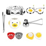 10-in-1 Egg Tool Set:1 Chalaza Remover Tongs,2 Piercers,2 Fry Rings,2 Brush Cleaners,1 Shell Opener,1 Egg Separator,1 Egg Slicer -All Essential Egg Prep Gadgets for Perfect Cooking