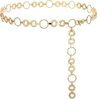 Whippy Metal Waist Chain Belt Women Adjustable Body Link Belts for Jeans and Dress