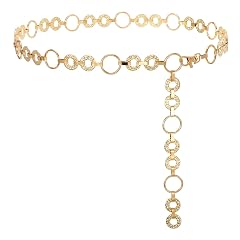WHIPPY Metal Waist Chain Belt Women Adjustable Body Link Belts Ladies Fashion Chain for Jeans Dress