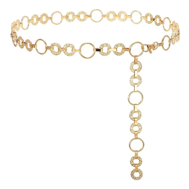 WHIPPY Metal Waist Chain Belt Women Adjustable Body Link Belts Ladies Fashion Chain for Jeans Dress