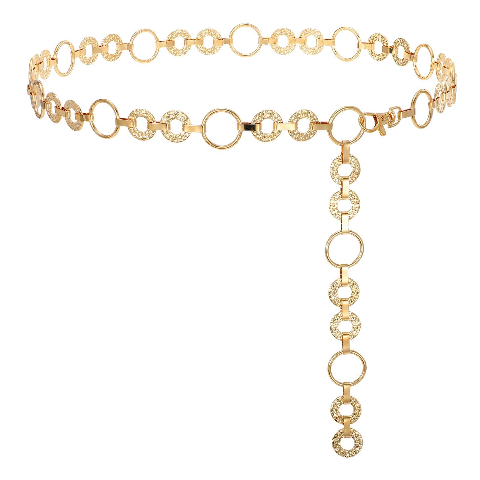 WHIPPY Metal Waist Chain Belt Women Adjustable Body Link Belts Ladies Fashion Chain for Jeans Dress