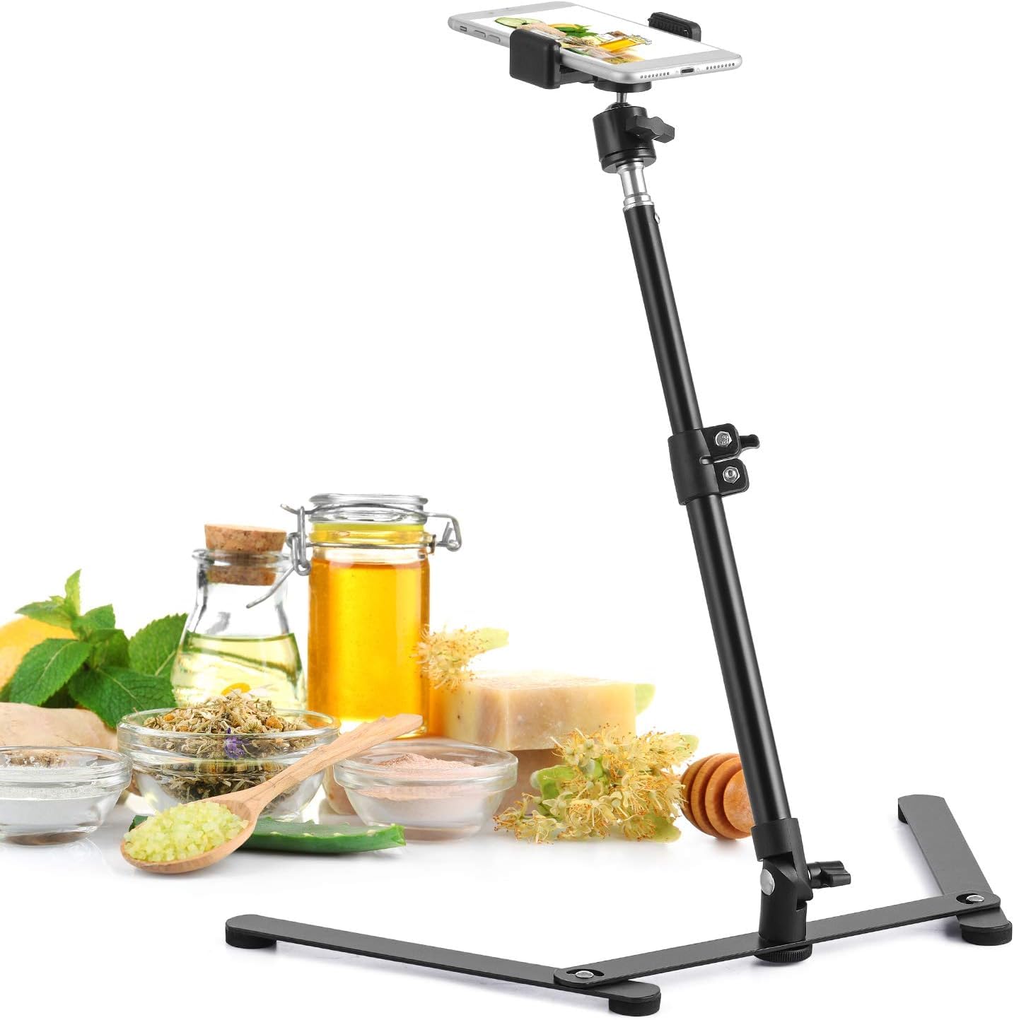 Sounce Overhead Desktop Stand for Camera & Phone, 360° Rotating Boom Arm with 1/4" Screw, Extendable up to 21 Inches, Universal Mount for DSLR, Webcam, Mobile, Online Teaching & Video Shoot (Black)-image-19
