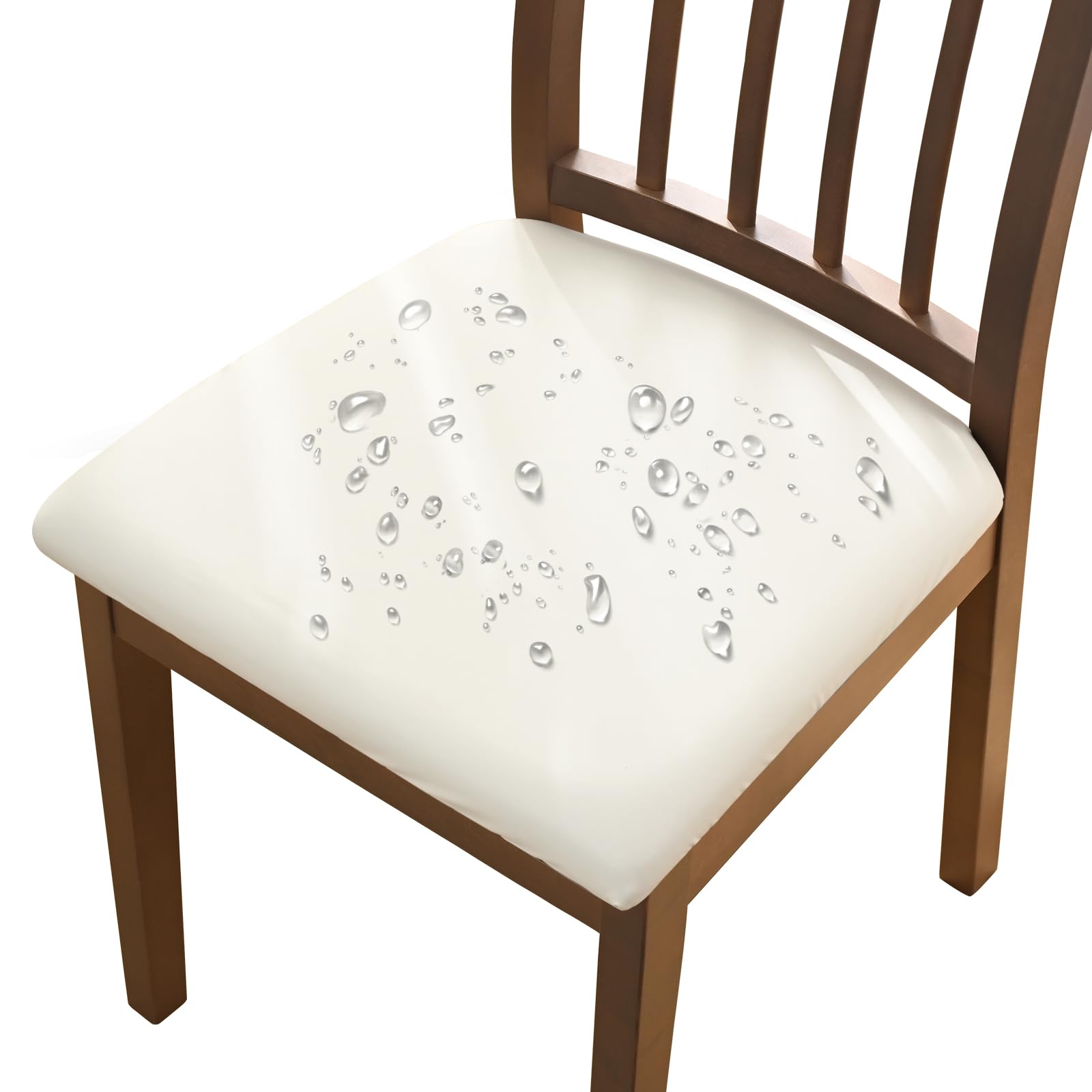 Alishomtll Juego de 4 o 6 fundas de piel sintética para silla, impermeables, extraíbles, lavables, para comedor, cocina, boda, jardín, oficina, color beige, 6 unidades
