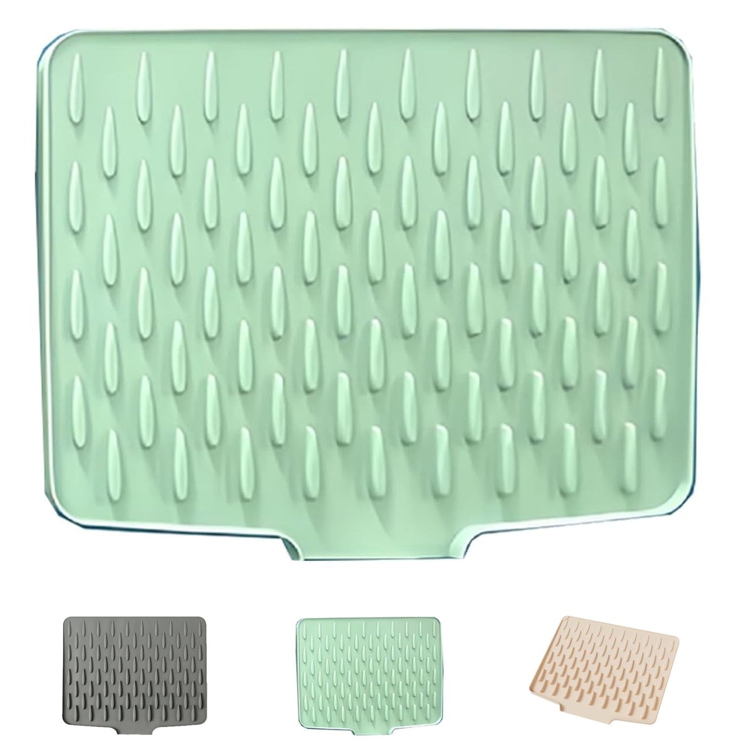 Mydzswzx Green Multifunctional And Foldable Silicone Drainage Mat,Non-Slip Heat Resistant Draining Board Mat,Dish Drying Mats,Dish Drying Mats For Kitchen Counter.(Green)