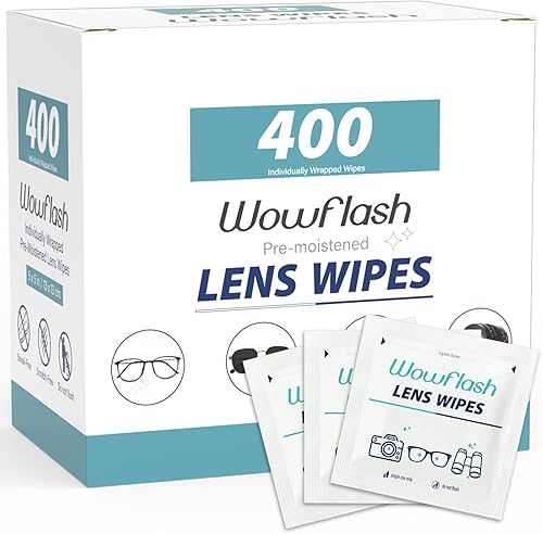 400 toallitas limpiadoras para lentes, prehumedecidas individualmente envueltas sin manchas, sin rayas, para lentes de sol, lentes de cámara, gafas