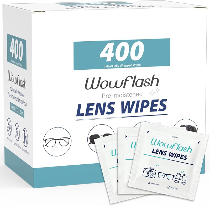 400 toallitas para lentes prehumedecidas para anteojos | Toallitas limpiadoras para lentes de lentes, sin rayas, envueltas individualmente, toallitas limpiadoras para lentes de sol, lentes de cámara y lentes