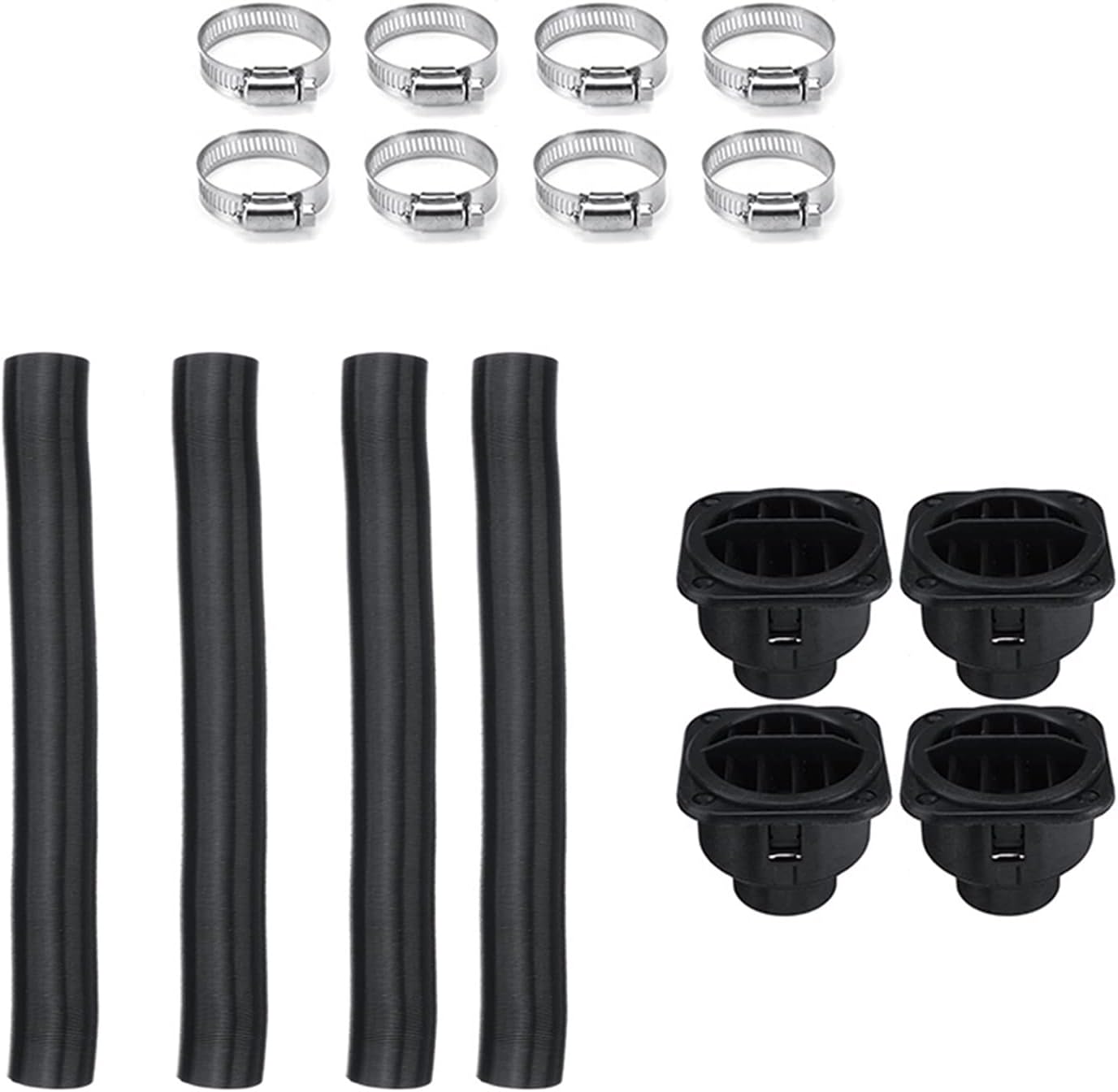 42mm Plastic Heater Duct Pipe Tube Aluminum Foil Tube + Air Vent Outlet Kit Auto Heaters Part For 4 Holes Car Truck Boat Heater Pipe Duct Cap Ducting Cover For Out Side Insulation Wrap Vent Kids Hose