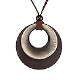 Bjesinmo Large Pendant Necklaces Layered Boho Circle Leather Choker Chunky Boho Necklace for Women Long Sweater Necklace Jewelry