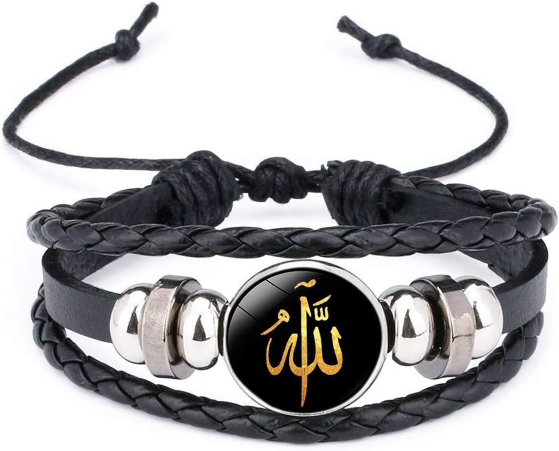 NImei Leather Bracelet Woven Braided Muslim Allah Religions Jewelry Talisman Amulet Keep Calm Inscription