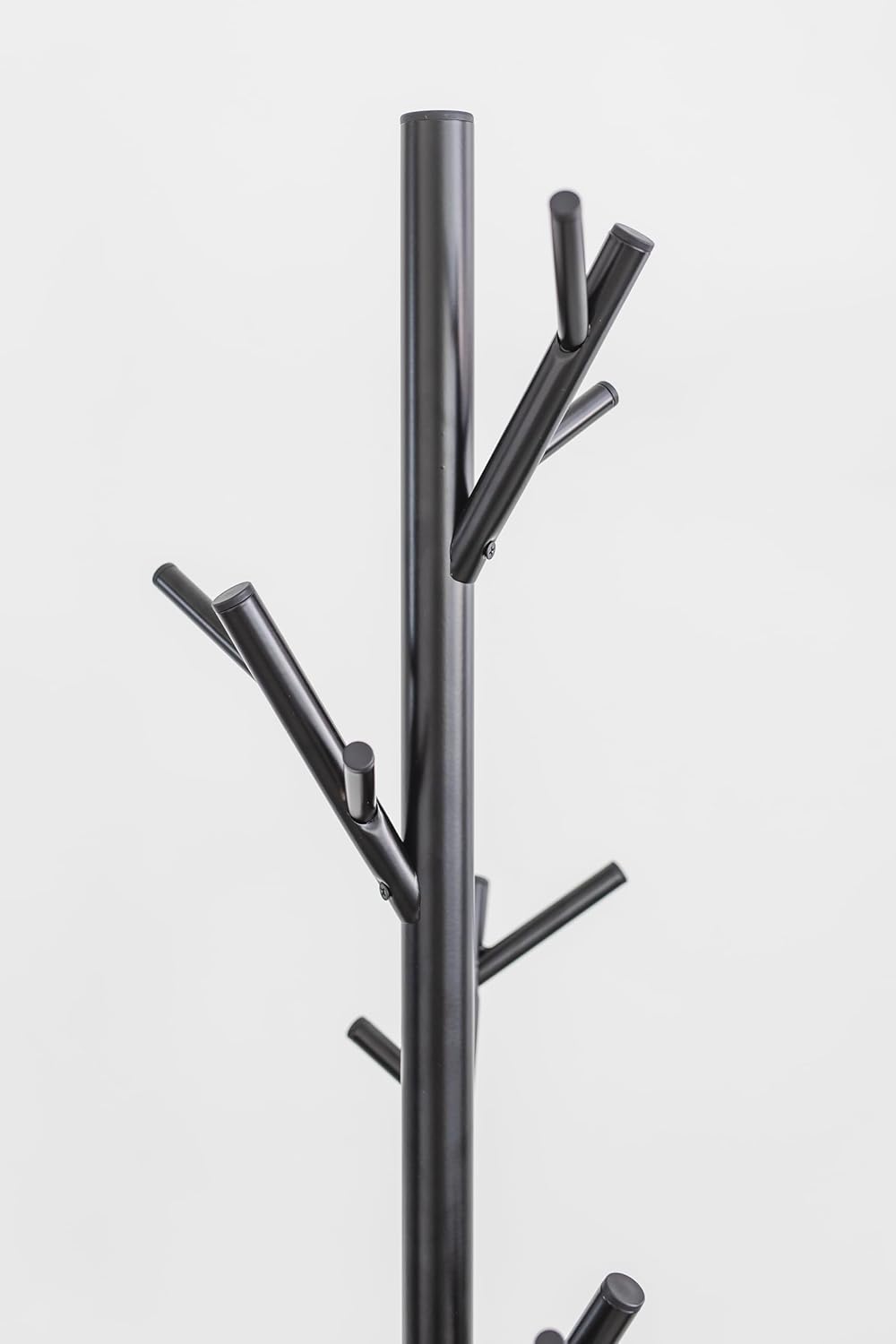 HAOG Freestanding 18-Hook Coat Rack – Black Metal, Powder-Coated Tubular Steel, 12" x 68" | Home and Office Storage Stand, Durable & Stylish for Any Room