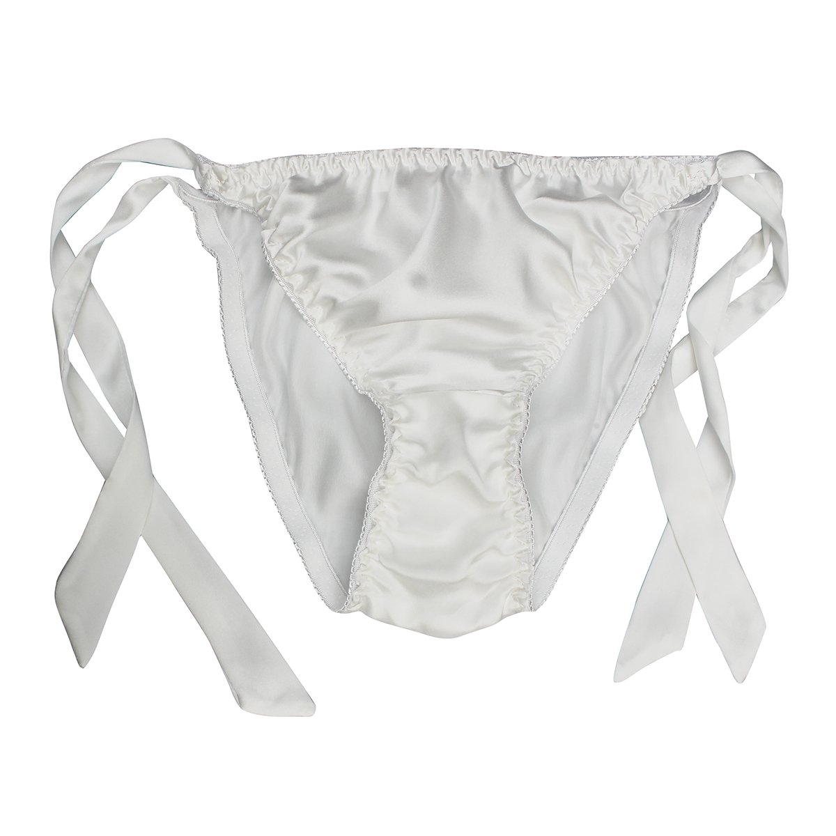 Lsharon Silk Women's White Sexy 100% Mulberry Silk Thong Lingerie G-String Underwear Panties (White)