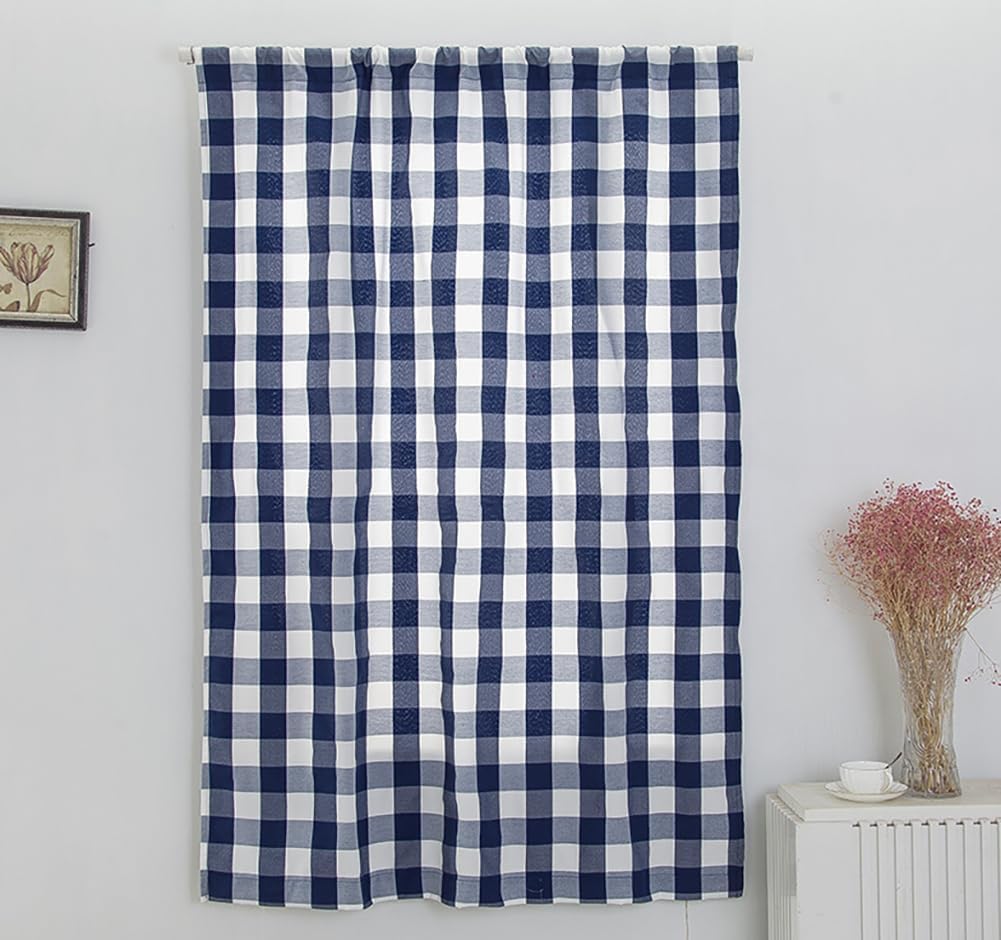 Gingham Curtain Adjustable Tie Up Shade with Rod Pocket Panel Window Drapes Curtain Valances Light Filtering Balloon Curtain Shade Window Treatments 31" W x 54" H Orange