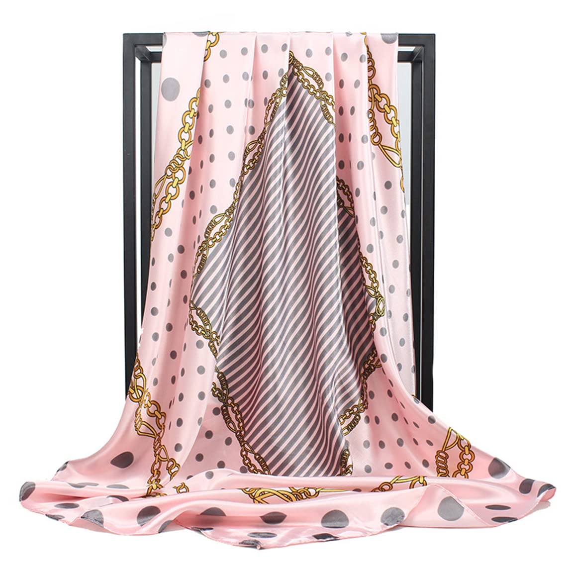 35 inches Silk Feeling Formal Large Square Neck Scarf Head Hair Wraps Handkerchief for Women Girls