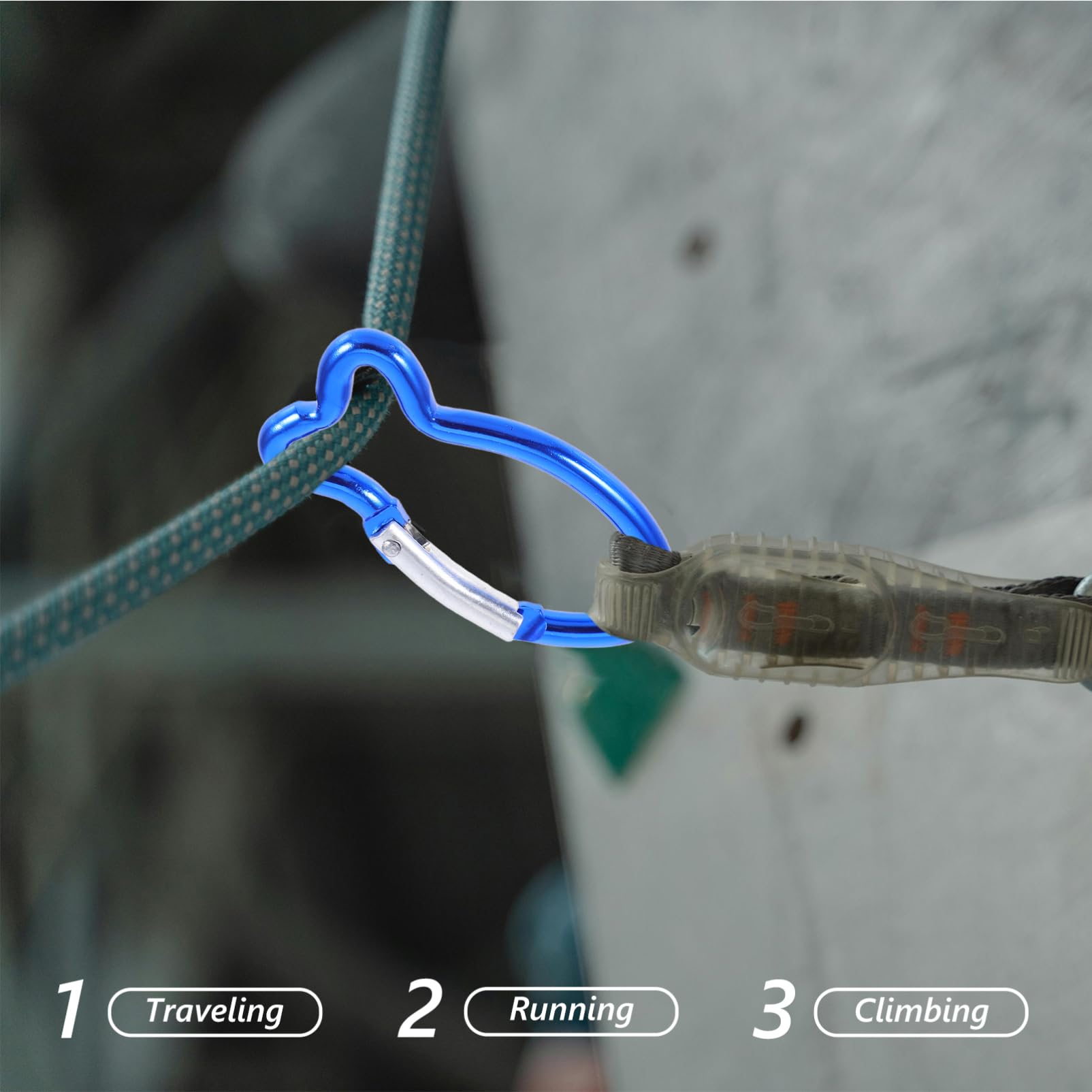 Toyvian Fischform Karabiner Clips Praktische Sicherheitskarabiner Für Camping Klettern Und Outdoor Aktivitäten Blau Leicht Und Tragbar Für Schlüssel Und Rucksäcke