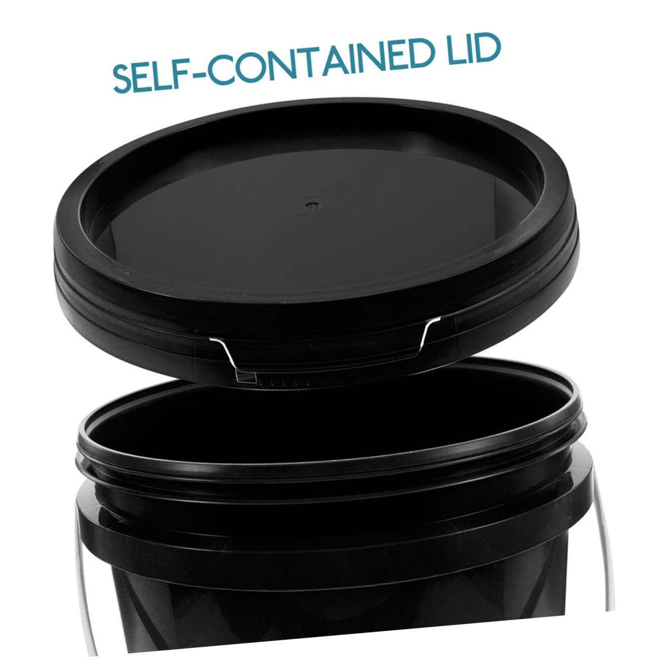 Cubo de Pintura Negro de Plástico 10l con Tapa Segura | Almacenar y Transportar Líquidos, Asa Ergonómica, Prevención de Derrames, Uso DIY y Amplia Aplicación