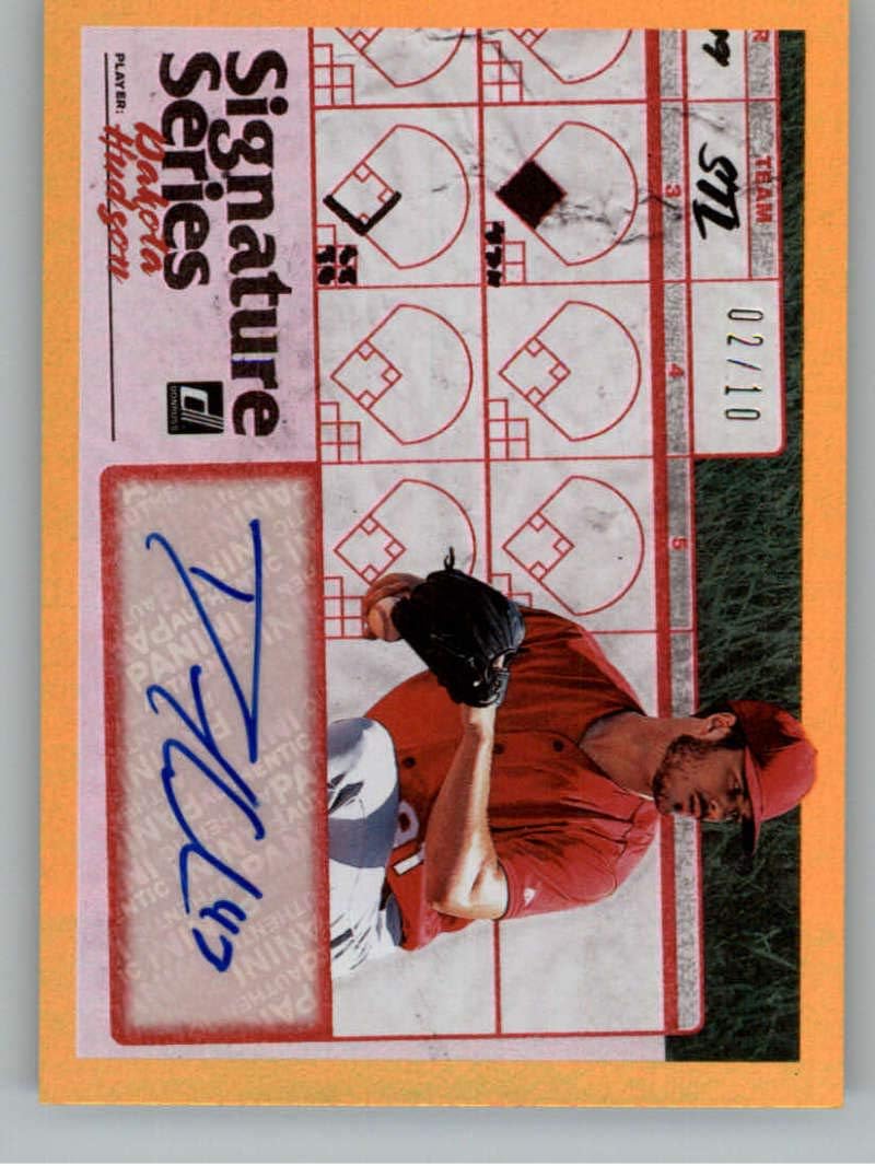 2019 Donruss Signature Series Gold Baseball #37 Dakota Hudson Auto Autograph SER/10 St. Louis Cardinals Official MLBPA Trading Card From Panini America