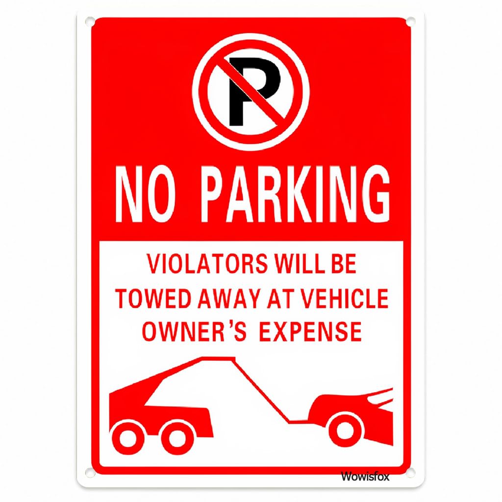 No Parking Tow Away Sign, 8 x 12 Inch Aluminum with Mounting Holes