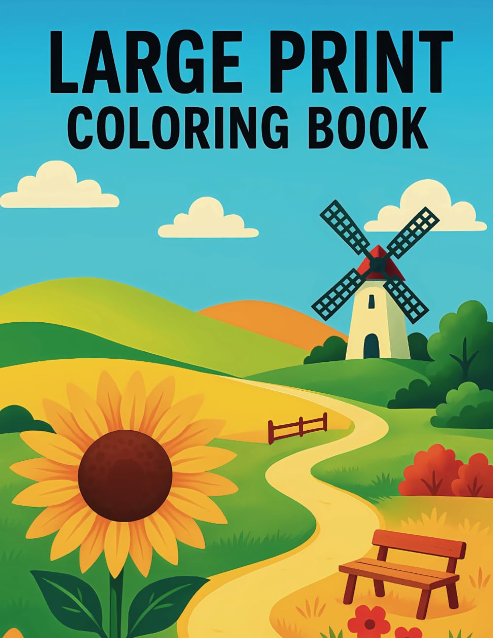 Large Print Coloring Book: Bold, Easy-to-Color Designs for Adults and Seniors. Cute and Simple Coloring Pages for Relaxation