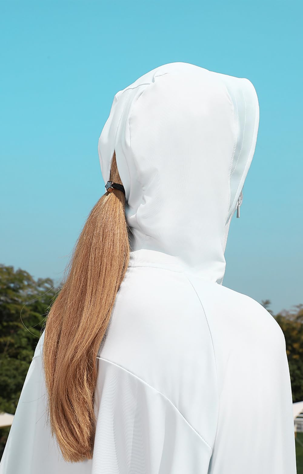 Muzboo Women's Zip Sun Protection Hoodie Jacket UPF 50+ Cycling Fishing Jacket White