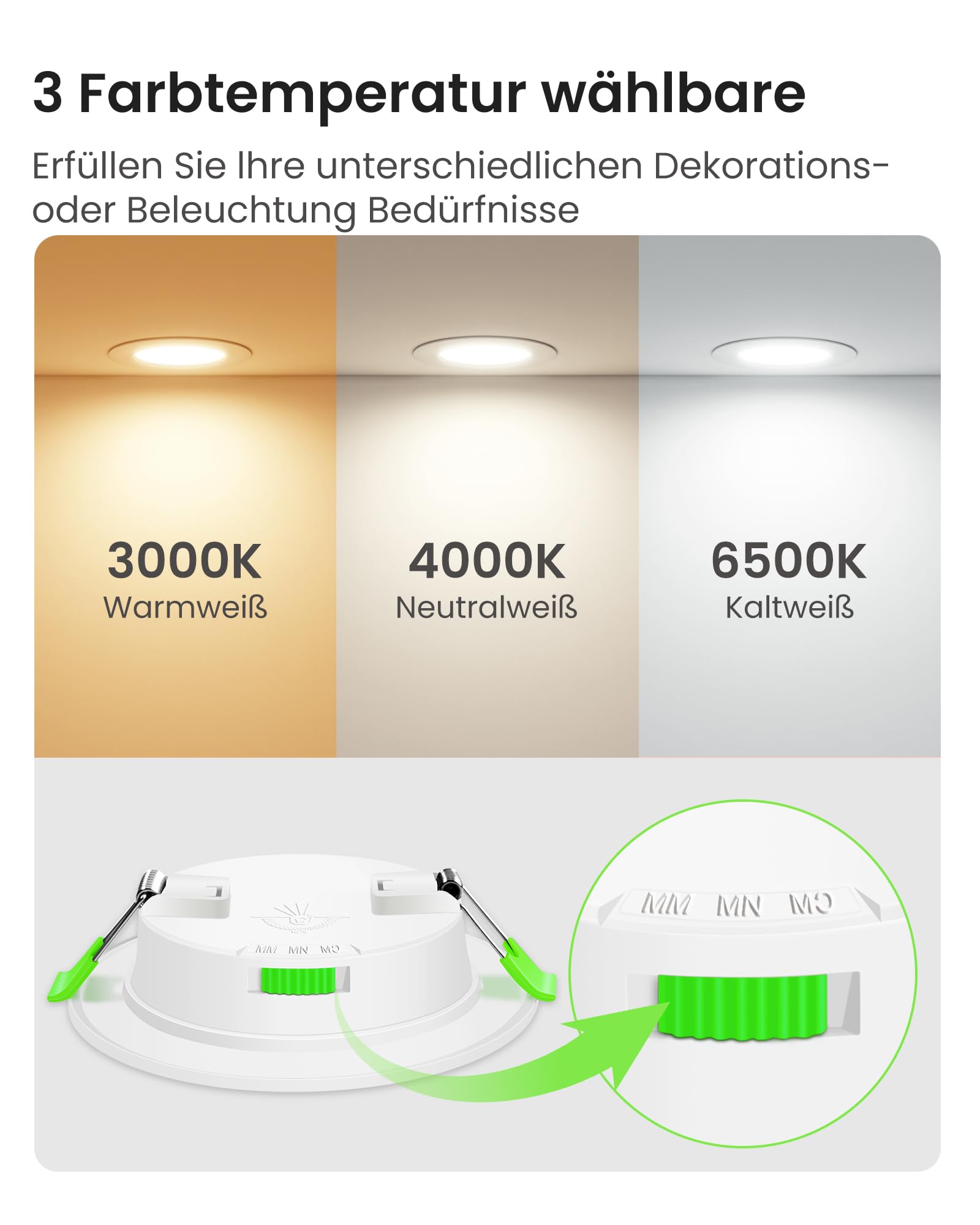 ALUSSO LED Einbaustrahler Ultra Flach 7W 230V Dimmbar 580lm 30mm Einbautiefe Warmweiß 3000K Neutralweiß 4000K Kaltweiß 6500K IP44 12er Set
