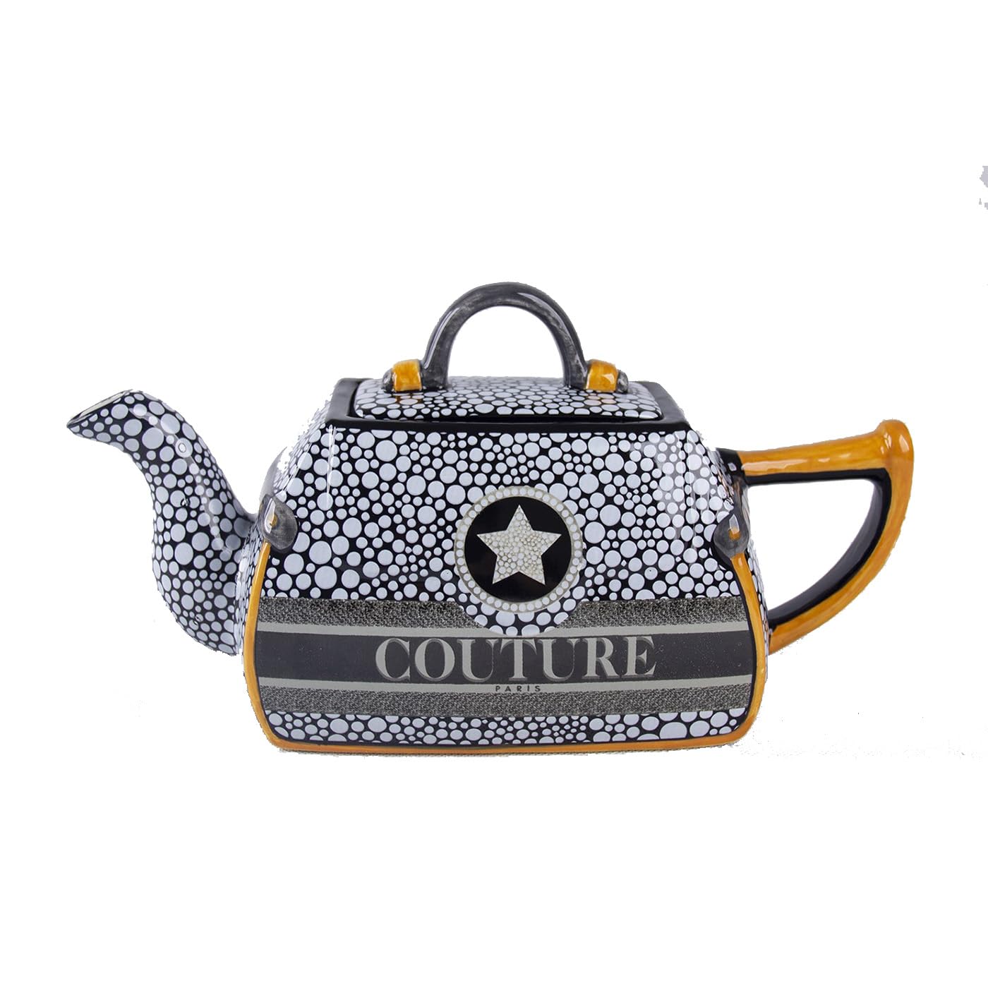 Jameson und Tailor Handbemalte Leichtkeramik Teekanne - Kunstvolles Design im Geschenkkarton (Handtasche)