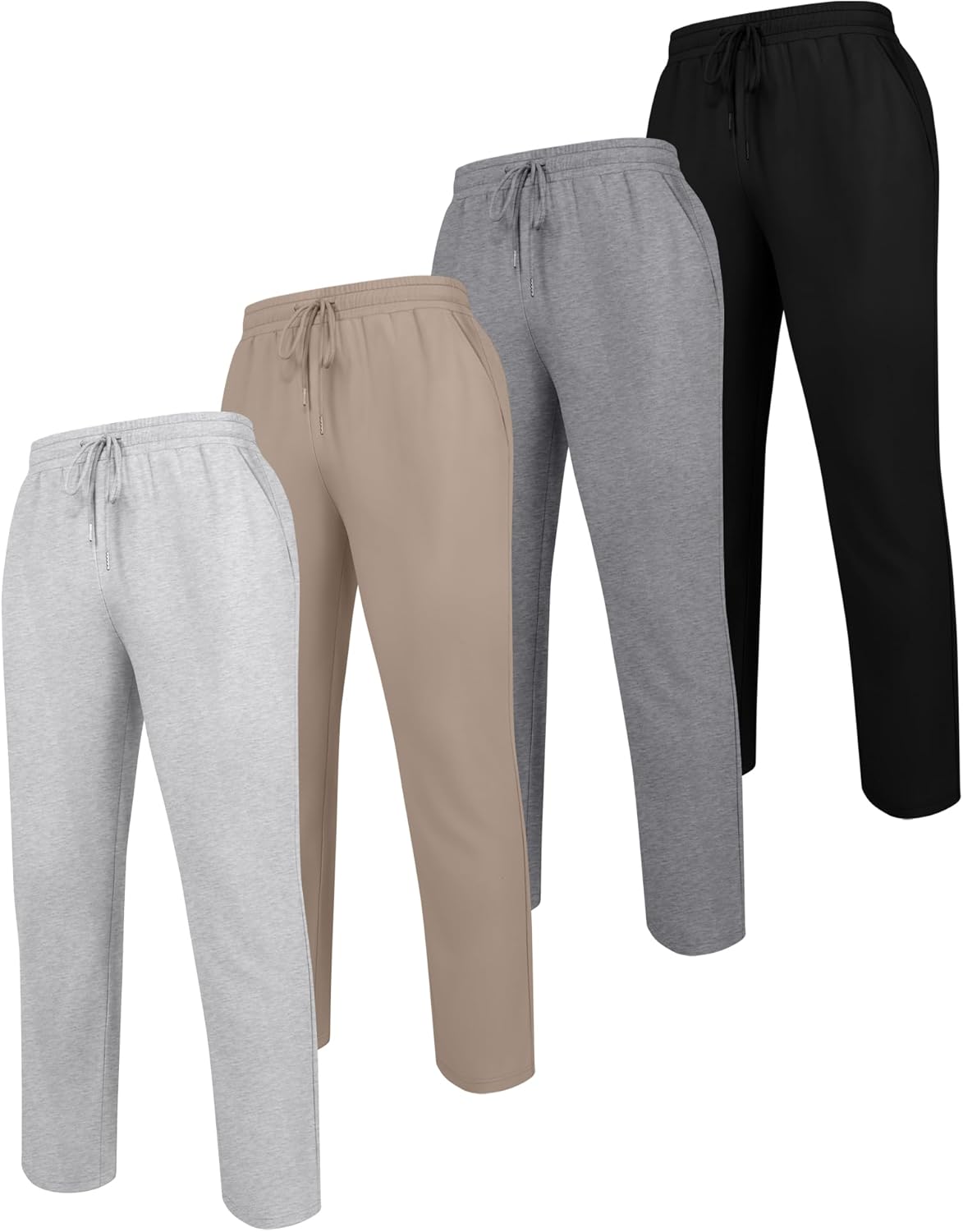 Neer 4 Pack Men's Sweatpants Joggers with Pockets Open Bottom Gym Athletic Pants Baggy Workout Casual Running Clothing - Image 4