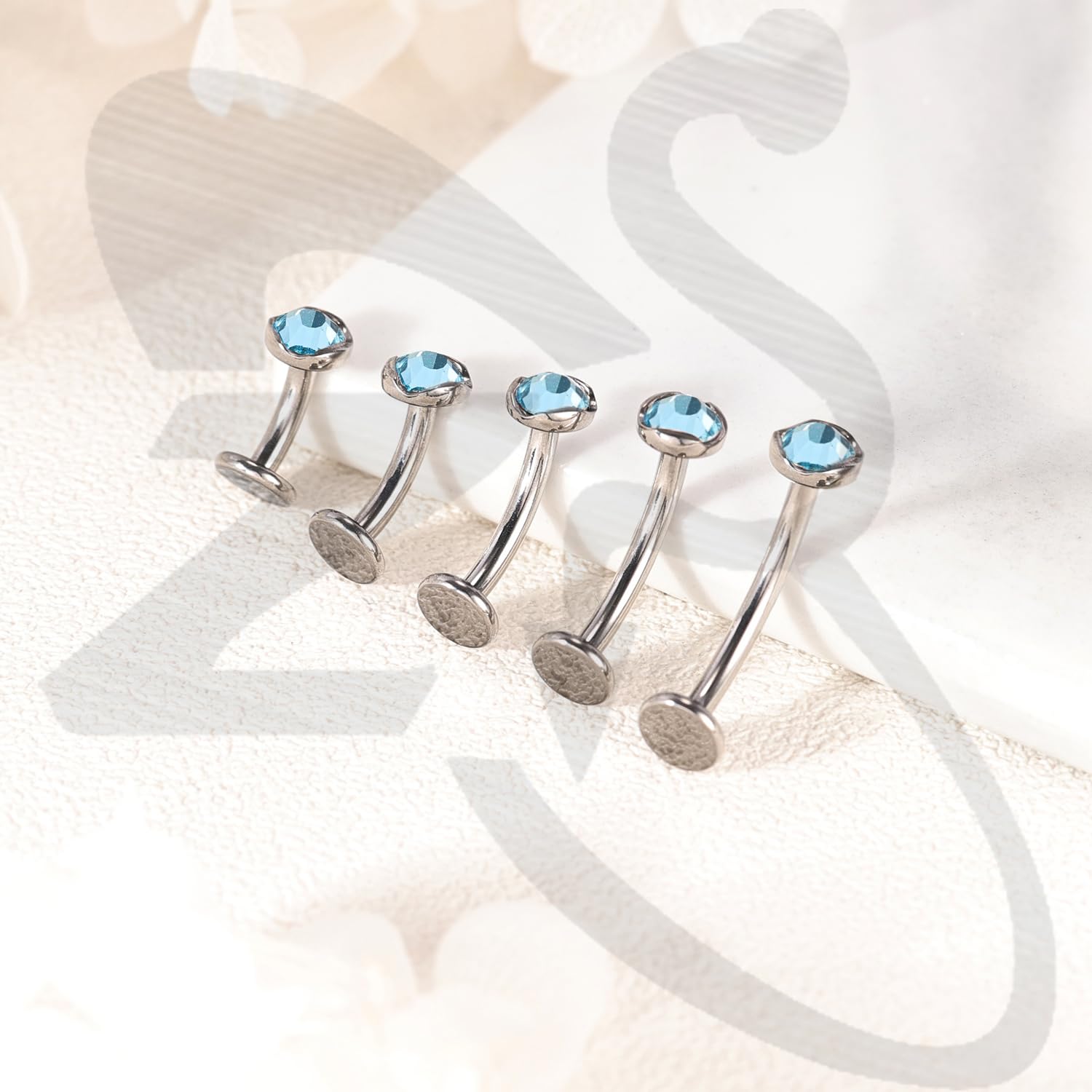 ZS ASTM F136 Titanio Anillo Ombligo, Joyería Ombligo Circonita Cúbica 14G, 6/8/10/12/14MM Barra Larga Rosca Interna, Piercing Ombligo Posterior Plana